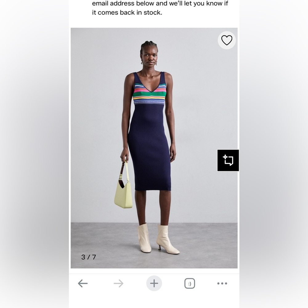 STAUD Dana Navy Dress with Multicolor Stripes